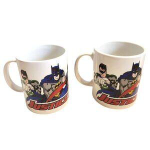 Justice League Ceramic Coffee Mugs Batman Superman Flash Green Lantern Set Of 2